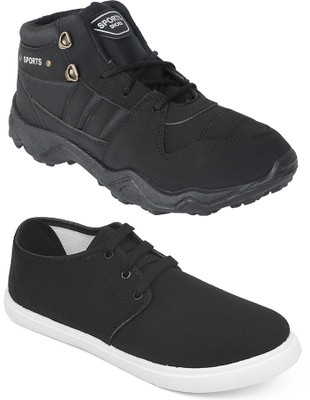 

Pexlo Pack of 2 Sports Shoes (Running Shoes) Running Shoes For Men(Black