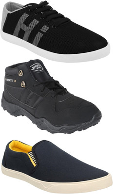 

Pexlo Pack of 3 Casual Shoes (Sneakers Shoes) Sneakers For Men(Black, Blue, Grey