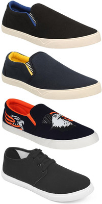 

Pexlo Pack of 4 Casual Shoes (Sneakers Shoes) Loafers For Men(Black, Navy