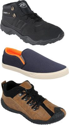 

Pexlo Pack of 3 Sports & Casual Shoes (Loafers Shoes) Casuals For Men(Black, Navy, Brown