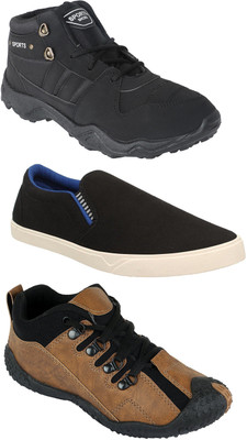 

Pexlo Pack of 3 Sports & Casual Shoes (Loafers Shoes) Casuals For Men(Black, Brown