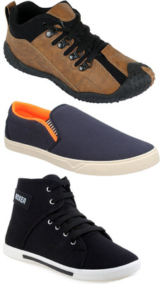 

Chevit Pack of 3 Sports & Casual Shoes (Loafers, Sneakers Shoes) Running Shoes For Men(Brown, Navy, Black