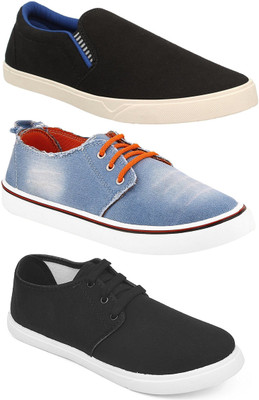 

Pexlo Pack of 3 Casual Shoes (Loafers Shoes) Sneakers For Men(Black, Blue