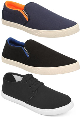 

Chevit Pack of 3 Casual Shoes (Sneakers Shoes) Loafers For Men(Black