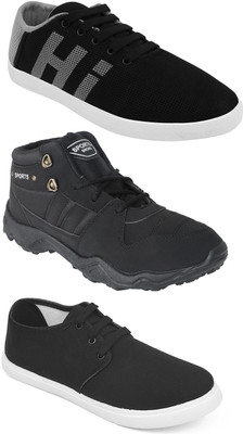 

Pexlo Pack of 3 Sports & Casual Shoes (Sneakers Shoes) Sneakers For Men(Black, Grey
