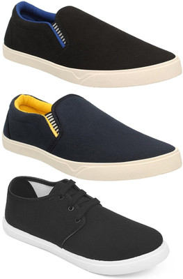 

Pexlo Pack of 3 Casual Shoes (Sneakers Shoes) Loafers For Men(Black, Blue