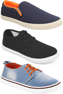 

Pexlo Pack of 3 Casual Shoes (Loafers Shoes) Casuals For Men(Black, Navy, Blue
