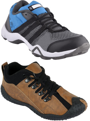 

Pexlo Pack of 2 Sports Shoes (Running Shoes) Running Shoes For Men(Grey, Blue, Brown