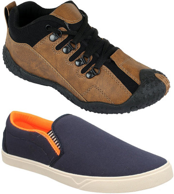 

Chevit Pack of 2 Sports & Casual Shoes (Loafers Shoes) Casuals For Men(Multicolor, Brown & navy