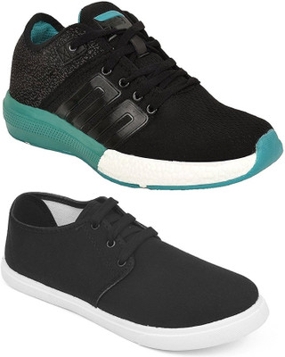 

Pexlo Pack of 2 Sports & Casual Shoes (Sneakers Shoes) Running Shoes For Men(Black