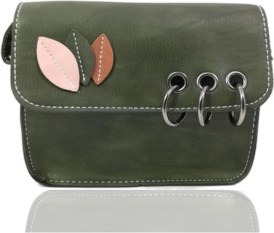 

Uno Covers Girls Evening/Party, Casual, Formal Green Rexine Sling Bag