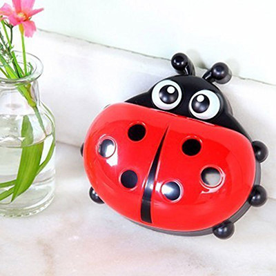 

MK 1 pcs Lady Bug Plastic Holder Dish Suction Soap Box Case Bathroom Washroom Multicolor(Multicolor)
