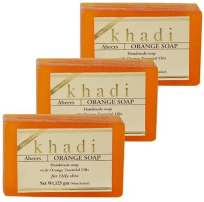 khadi abeers Orange Soap(375 g, Pack of 3)