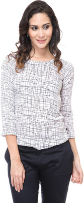 adyuth Casual 3/4 Sleeve Geometric Print Women White Top
