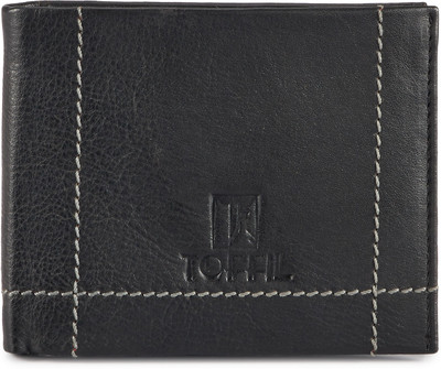 

Toffil Men Black Genuine Leather, Canvas Wallet(8 Card Slots)