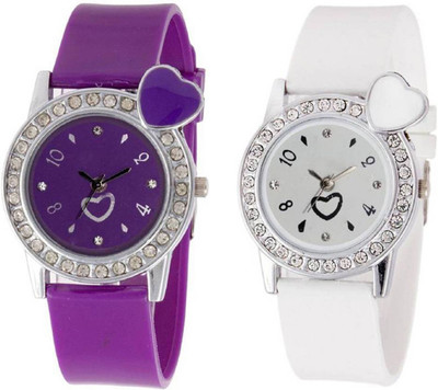 

OpenDeal Stylish New Heart Diamond Stuneded Combo Watch For Girls & Women OD-81-12 Watch - For Girls