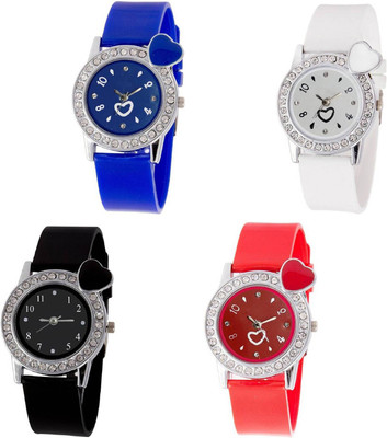 

OpenDeal Stylish New Heart Diamond Stuneded Combo Watch For Girls & Women OD-81-41 Watch - For Girls