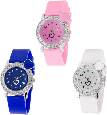 

OpenDeal Stylish New Heart Diamond Stuneded Combo Watch For Girls & Women OD-81-30 Watch - For Girls
