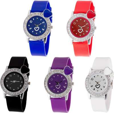 

OpenDeal Stylish New Heart Diamond Stuneded Combo Watch For Girls & Women OD-81-53 Watch - For Girls