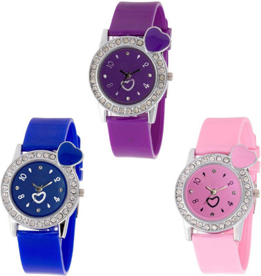 

OpenDeal Stylish New Heart Diamond Stuneded Combo Watch For Girls & Women OD-81-26 Watch - For Girls