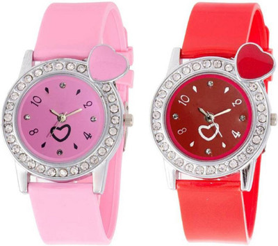 OpenDeal Stylish New Heart Diamond Stuneded Combo Watch For Girls & Women OD-81-13 Watch - For Girls