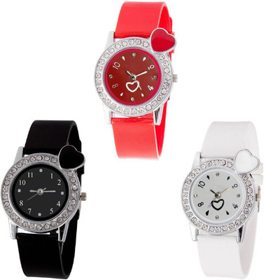 

OpenDeal Stylish New Heart Diamond Stuneded Combo Watch For Girls & Women OD-81-25 Watch - For Girls