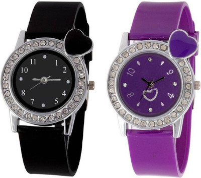 

OpenDeal Stylish New Heart Diamond Stuneded Combo Watch For Girls & Women OD-81-2 Watch - For Girls
