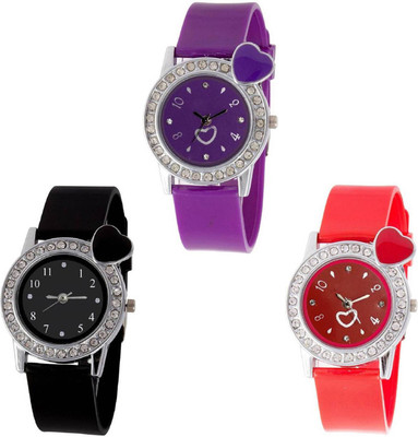 

OpenDeal Stylish New Heart Diamond Stuneded Combo Watch For Girls & Women OD-81-21 Watch - For Girls