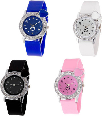 

OpenDeal Stylish New Heart Diamond Stuneded Combo Watch For Girls & Women OD-81-40 Watch - For Girls