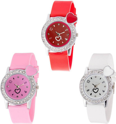 

OpenDeal Stylish New Heart Diamond Stuneded Combo Watch For Girls & Women OD-81-35 Watch - For Girls