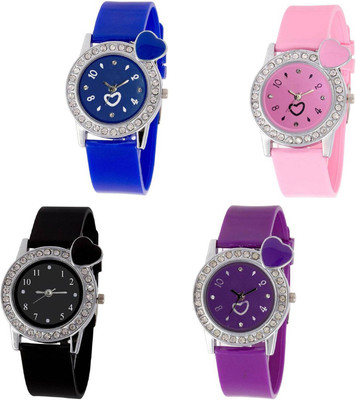 

OpenDeal Stylish New Heart Diamond Stuneded Combo Watch For Girls & Women OD-81-36 Watch - For Girls