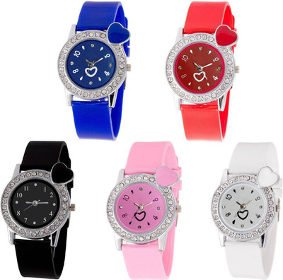 

OpenDeal Stylish New Heart Diamond Stuneded Combo Watch For Girls & Women OD-81-54 Watch - For Girls