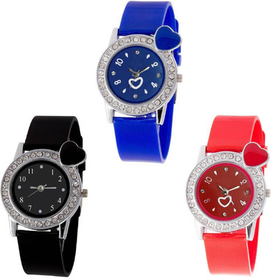 

OpenDeal Stylish New Heart Diamond Stuneded Combo Watch For Girls & Women OD-81-18 Watch - For Girls