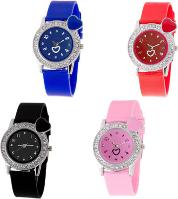 

OpenDeal Stylish New Heart Diamond Stuneded Combo Watch For Girls & Women OD-81-39 Watch - For Girls