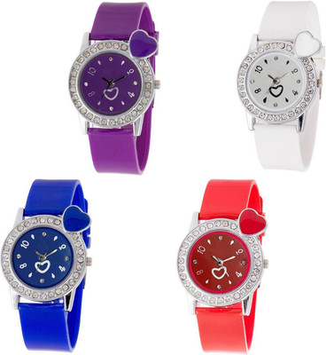 

OpenDeal Stylish New Heart Diamond Stuneded Combo Watch For Girls & Women OD-81-48 Watch - For Girls