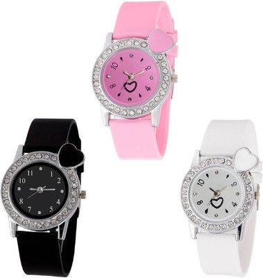 OpenDeal Stylish New Heart Diamond Stuneded Combo Watch For Girls & Women OD-81-24 Watch - For Girls