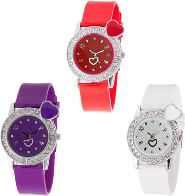 

OpenDeal Stylish New Heart Diamond Stuneded Combo Watch For Girls & Women OD-81-34 Watch - For Girls