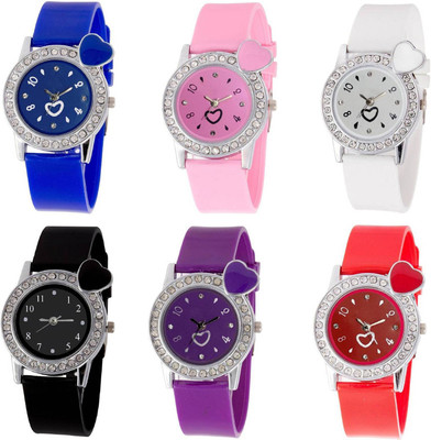 

OpenDeal Stylish New Heart Diamond Stuneded Combo Watch For Girls & Women OD-81-57 Watch - For Girls