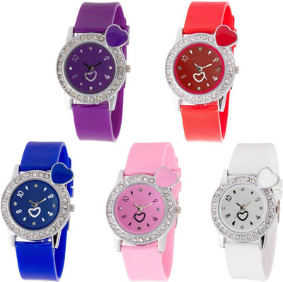 

OpenDeal Stylish New Heart Diamond Stuneded Combo Watch For Girls & Women OD-81-56 Watch - For Girls