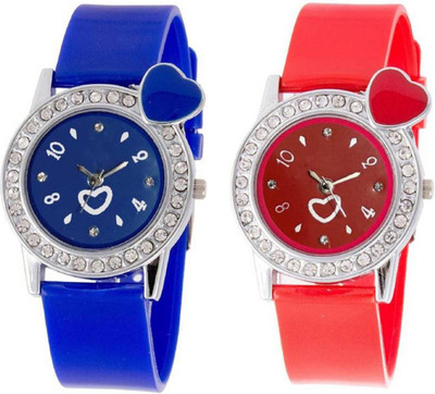

OpenDeal Stylish New Heart Diamond Stuneded Combo Watch For Girls & Women OD-81-8 Watch - For Girls