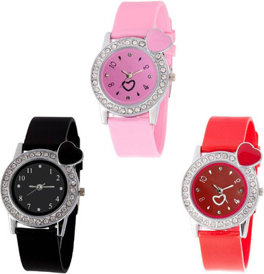 

OpenDeal Stylish New Heart Diamond Stuneded Combo Watch For Girls & Women OD-81-23 Watch - For Girls