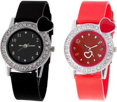 

OpenDeal Stylish New Heart Diamond Stuneded Combo Watch For Girls & Women OD-81-4 Watch - For Girls