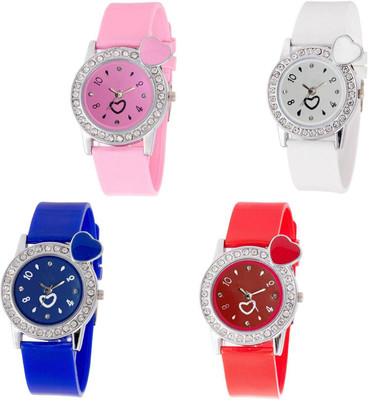 

OpenDeal Stylish New Heart Diamond Stuneded Combo Watch For Girls & Women OD-81-49 Watch - For Girls