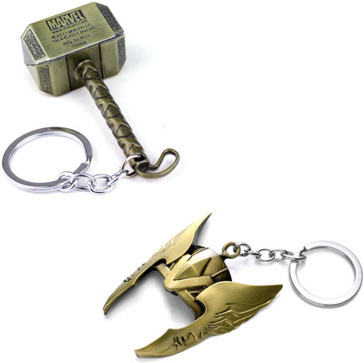 

Taslar Thor's Hammer & Thor Head Mask Key Chain(Gold)