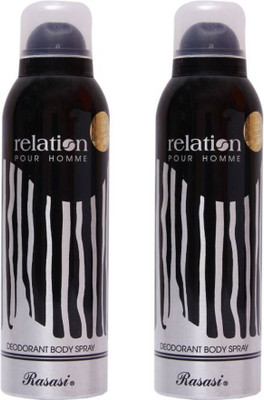 

Rasasi RELATION Body Spray - For Men & Women(400 ml, Pack of 2)