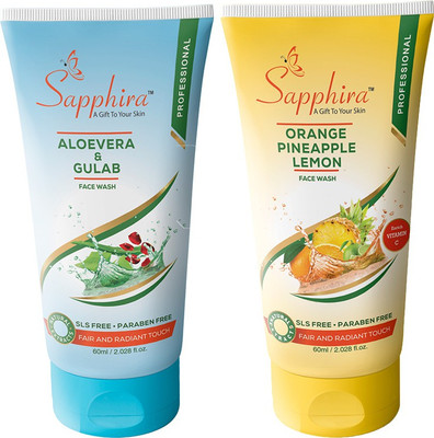 

Sapphira Aloevera - Gulab & Orange-Pineapple-Lemon Face Wash(120 ml)