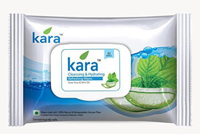 

Kara CLEANSING & HYDRATING REFRESHING WIPES ALOE VERA & mint oil(Pack of 30)