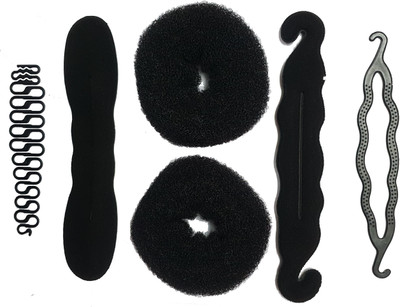 

BELLA HARARO 6Pc. Set Juda Makers + Braid Maker + Juda Puff maker Hair Accessory Set(Black)