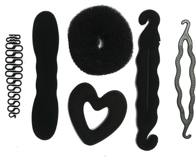 

BELLA HARARO 6Pc. Set Juda Maker + Juda Puff + Heart Shape Donut + Braid Maker Hair Accessory Set(Black)