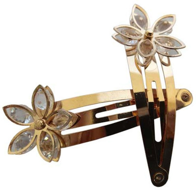 

Pooja Trendz 2 Pcs Tic Tac Style-Flower Hair Clip-Gold Color. Tic Tac Clip(Gold)